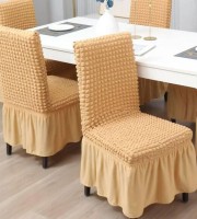 6Pcs Crem Brown Chair cover