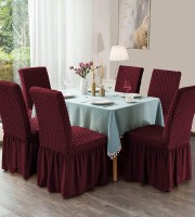 6 Pcs Merun Color Chair Cover