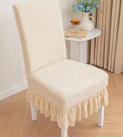 6 Pcs  Cream Universal Dining Chair Cover